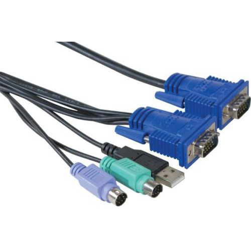 Cordon combo kvm VGA/PS2+USB - 3,0m DEXLAN