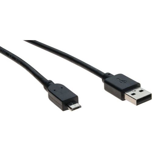 Cordon USB 2.0 type A et micro B noir - 2,0 m