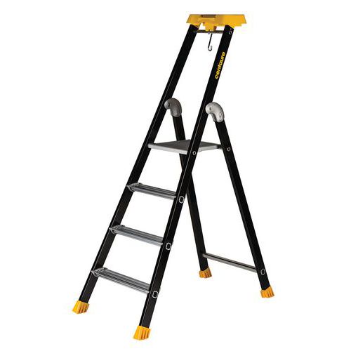 Gelakte trapladder MP, Toegangshoogte: 2.90 m, Platform hoogte: 0.88 m, Aantal treden incl. platform: 4