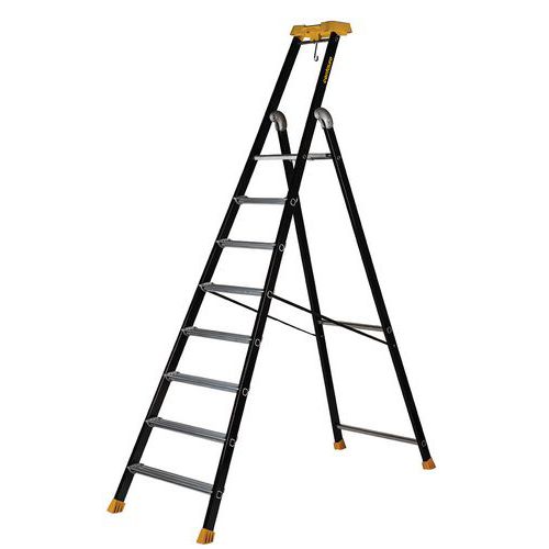 Gelakte trapladder MP, Toegangshoogte: 3.75 m, Platform hoogte: 1.76 m, Aantal treden incl. platform: 8