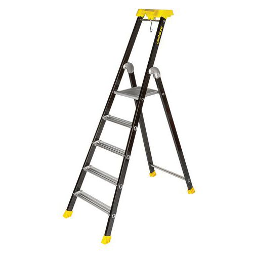 Gelakte trapladder MP, Toegangshoogte: 3.10 m, Platform hoogte: 1.10 m, Aantal treden incl. platform: 5