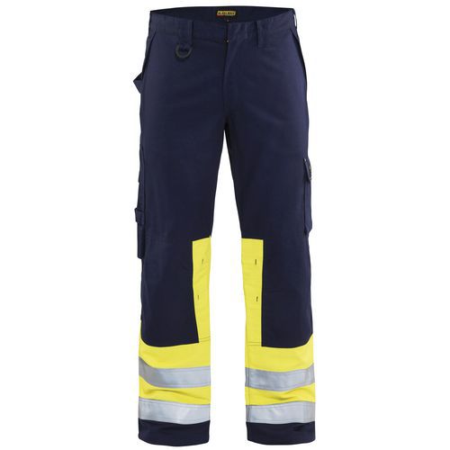 Pantalon multinormes marine/jaune fluorescent