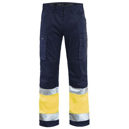 Pantalon artisan stretch haute visibilité marine/jaune fluorescent