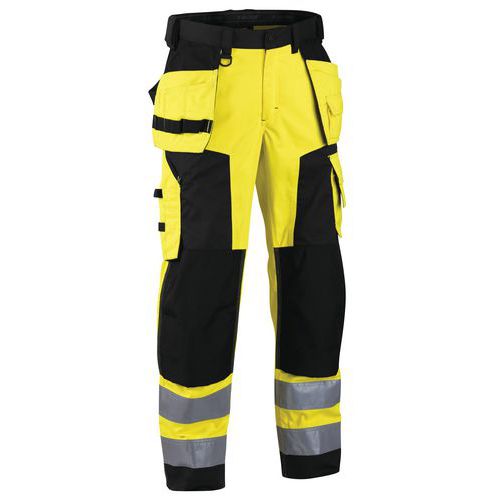 Pantalon artisan softshell haute visibilité jaune fluorescent/noir