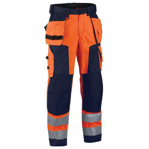 Werkbroek Softshell High Vis 1567 - oranje/marineblauw