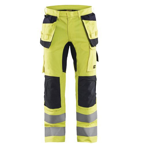 Pantalon multinormes inhérent stretch jaune fluorescent/marine