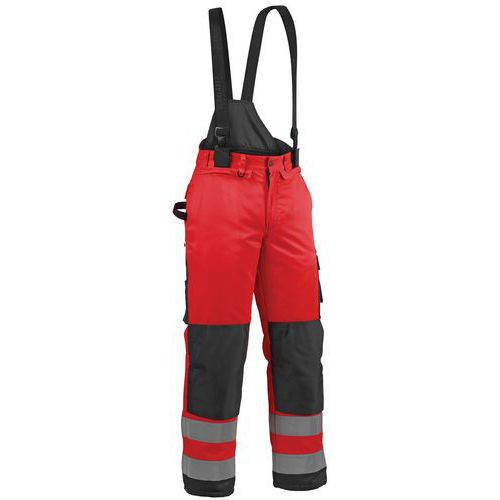 Pantalon hiver haute visibilité rouge fluorescent/noir