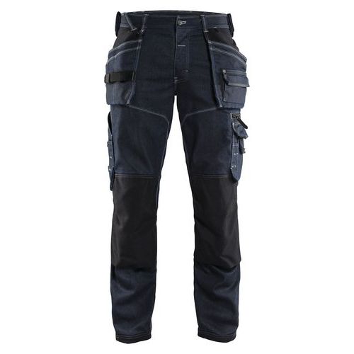 Pantalon x1900 artisan stretch 2D marine/noir, genoux préformés
