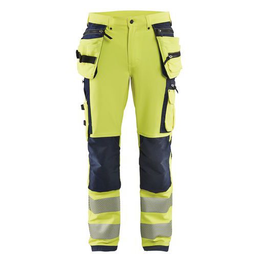 Pantalon stretch 4D haute visibilité jaune fluorescent/noir