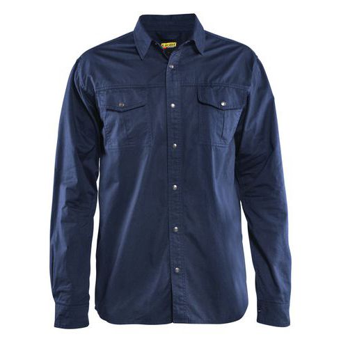 Overhemd Twill 3297 - drukknopen - marineblauw