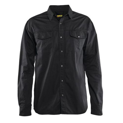 Overhemd Twill 3297 - drukknopen - zwart