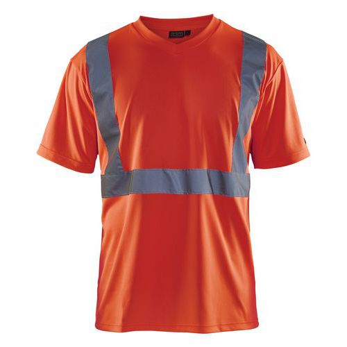 T-Shirt High Vis 3313 - V hals - rood