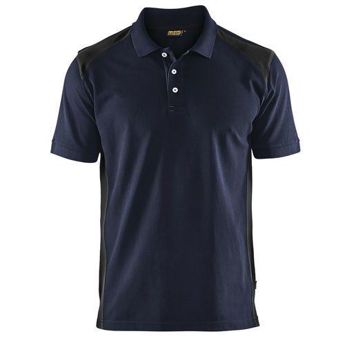 Poloshirt Piqué 3324 - kraag met knoopsluiting - marineblauw/zwart