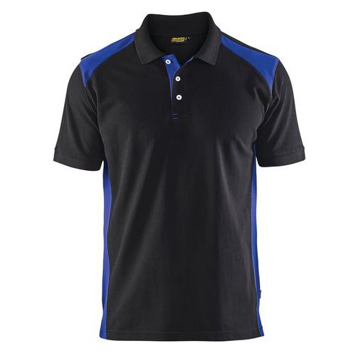 Poloshirt Piqué 3324 - kraag met knoopsluiting - zwart/korenblauw
