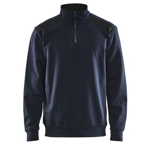 Sweatshirt Bi-Colour met halve rits 3353 - marineblauw/zwart