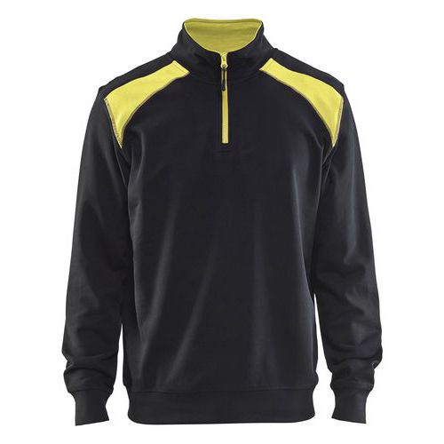 Sweatshirt Bi-Colour High Vis met halve rits 3353 - zwart/fluogeel