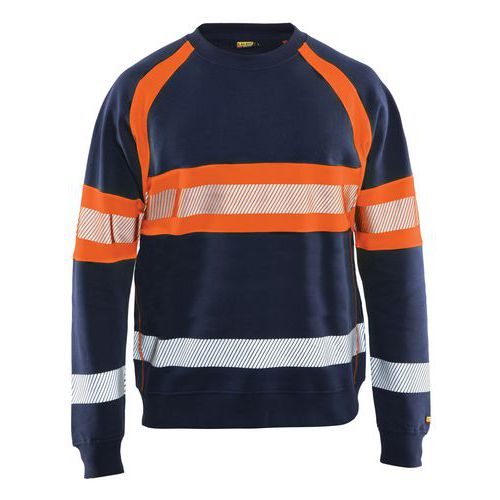 Sweater High Vis 3359 - marineblauw/fluo oranje