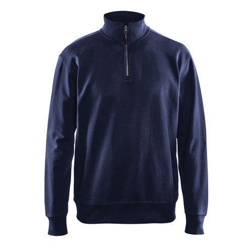 Sweatshirt met halve rits zonder zak 3369 - marineblauw