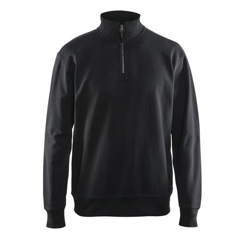Sweatshirt met halve rits zonder zak 3369 - zwart