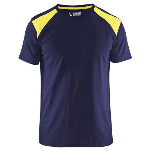 T-shirt Bi-Colour High Vis 3379 - marineblauw/fluo geel