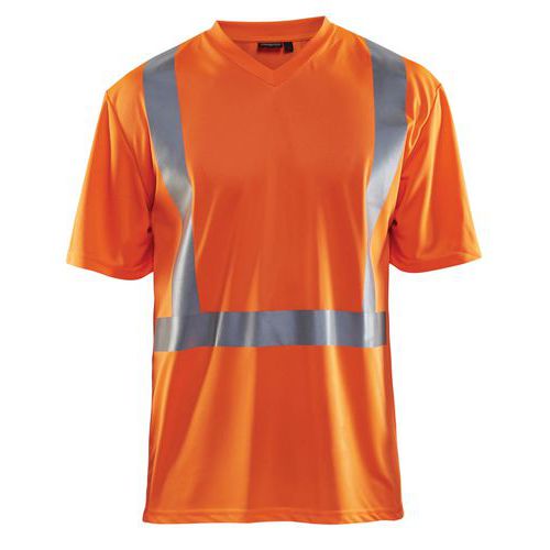 T-shirt High Vis lange mouw UPF 40+ UV V hals 3382 oranje
