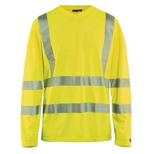 Polo-shirt High Vis lange mouw UPF 40+ UV V hals 3383 geel