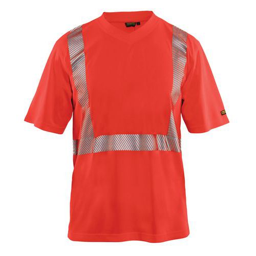 T-shirt High Vis lange mouw UPF 40+ UV V hals 3386 rood