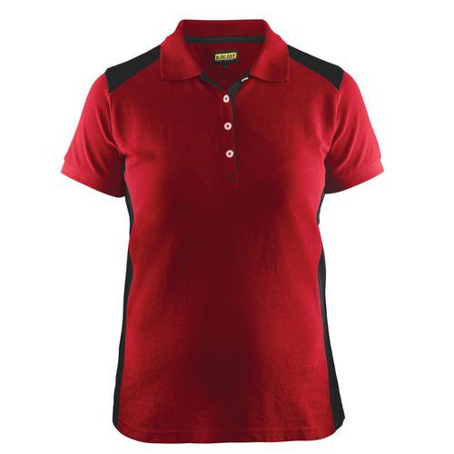 Poloshirt Dames korte mouw knoopsluiting 3390 - rood/zwart