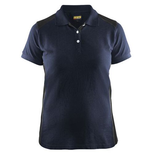 Poloshirt Dames korte mouw knoopsluiting 3390 - marineblauw/zwart