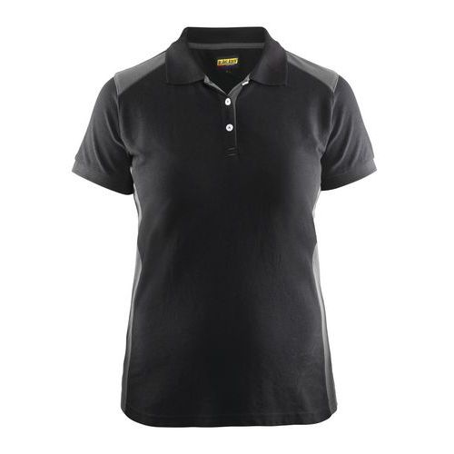 Poloshirt Dames korte mouw knoopsluiting 3390 - zwart/grijs