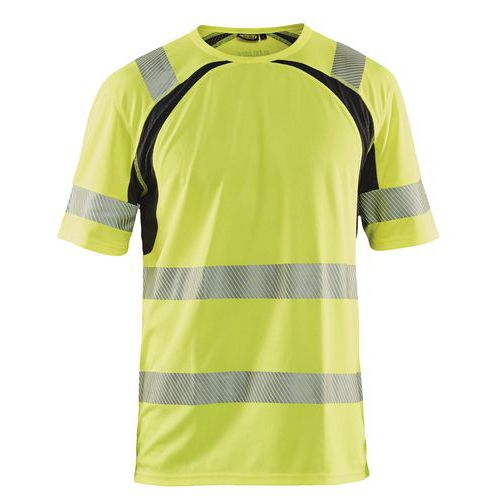 T-shirt anti-UV haute visibilité jaune fluorescent/noir
