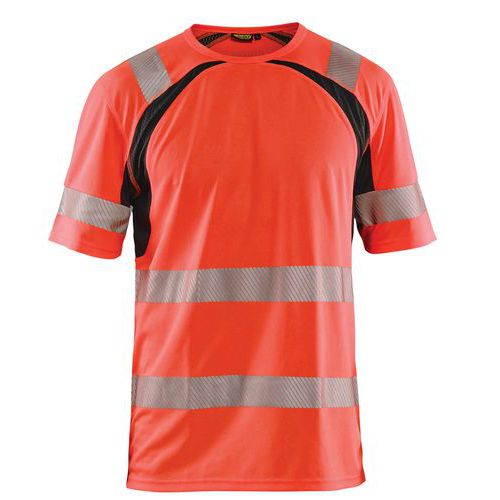 T-Shirt High Vis UV 3397 - zwart/fluo rood
