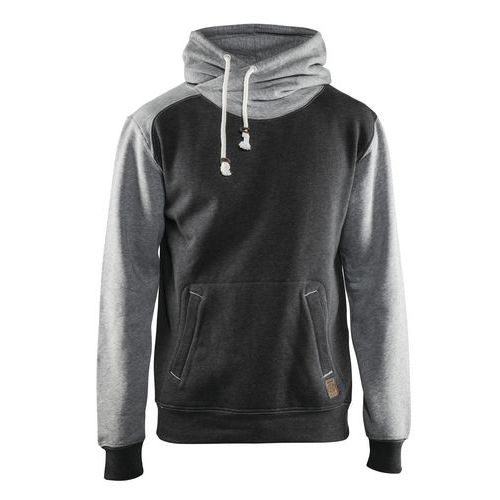 Sweatshirt Hooded 3399 - zwart melange/grijs