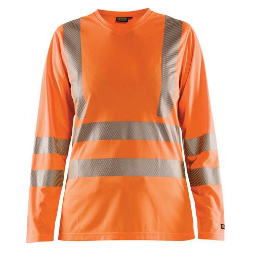 T-shirt haute visibilité manches longues femme orange fluorescent