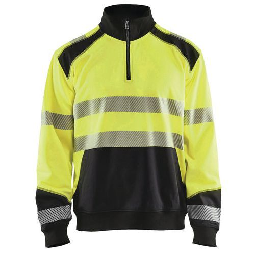 Sweatshirt halve rits High Vis 3556 - geel/zwart