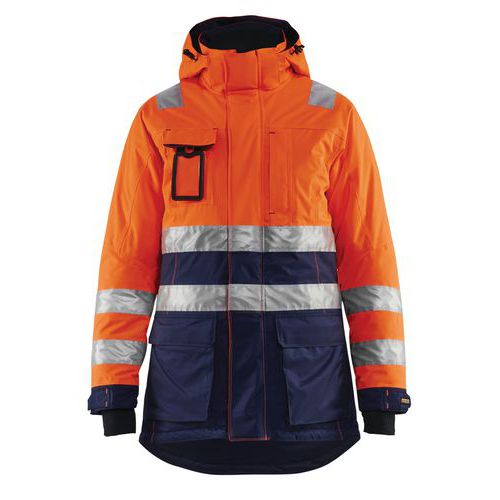 Winterparka High Vis Dames 4472 - oranje/marineblauw