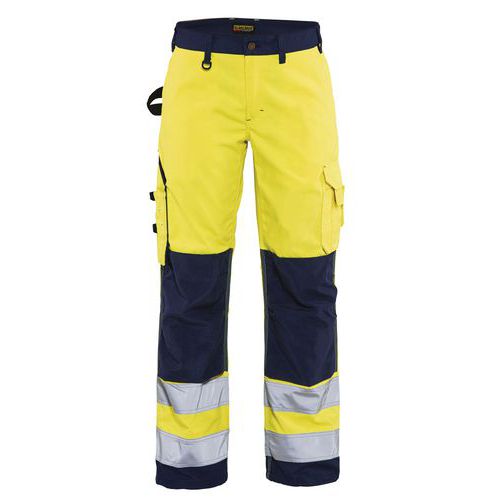 Pantalon haute visibilité femme jaune fluorescent/marine