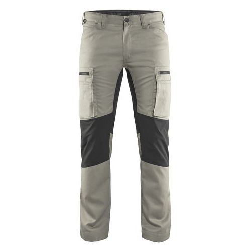 Pantalon services stretch beige/noir