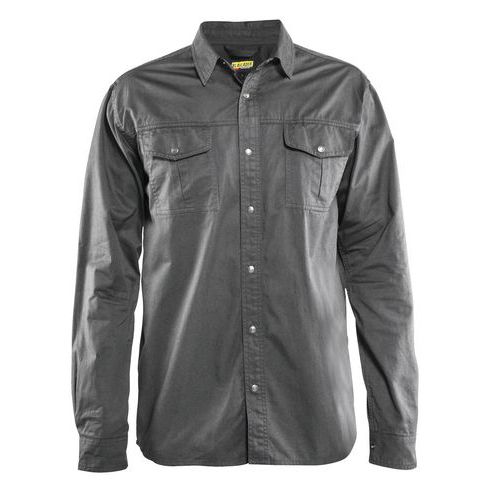 Overhemd Twill 3297 - drukknopen - grijs