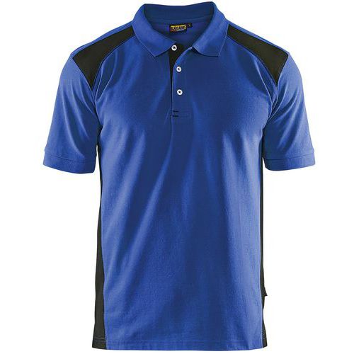 Poloshirt Piqué 3324 - kraag met knopen - korenblauw/zwart
