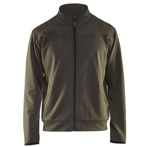 Sweat zippé vert olive/noir