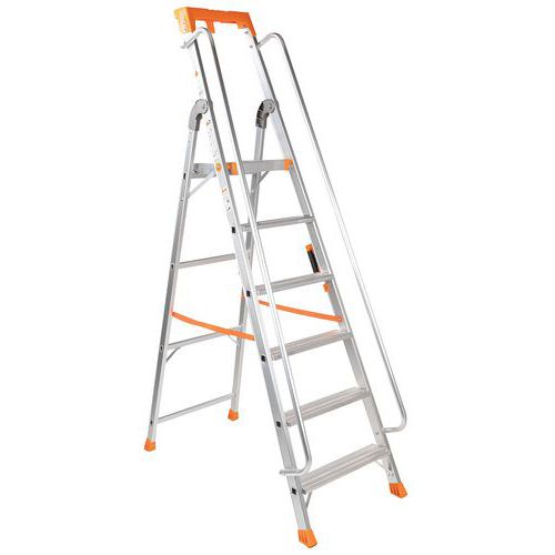 Professionele trap van aluminium met leuning - Manutan Expert