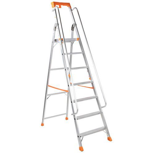 Professionele trap van aluminium met leuning - Manutan Expert