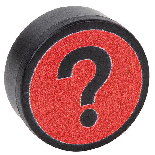 Aimant rond avec symbole point d'interrogation