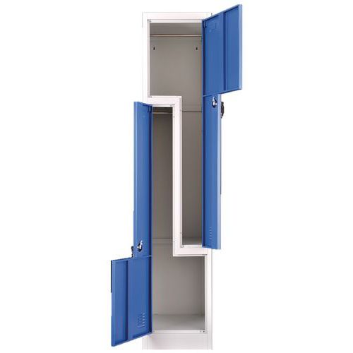 Metalen garderobekast met 2 vakken en L-vormige deur - Manutan Expert