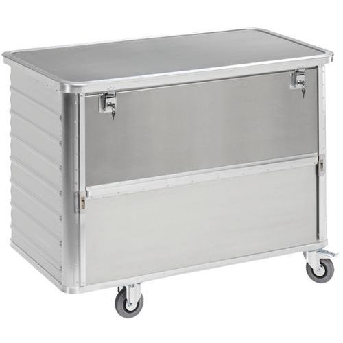 Aluminium containerwagen - schuifbord - Capaciteit 355 tot 650 L Aluminium containerwagen - schuifbord - Capaciteit 355 tot 650 L