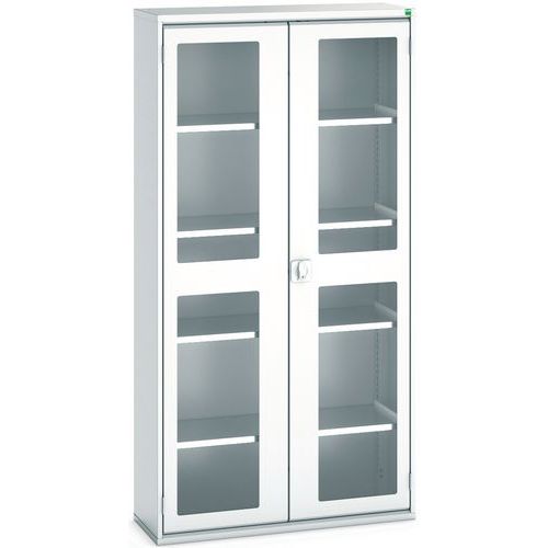 Hoge kast Verso 1050x350x2000mm met raamdeur en 4 legborden - BOTT