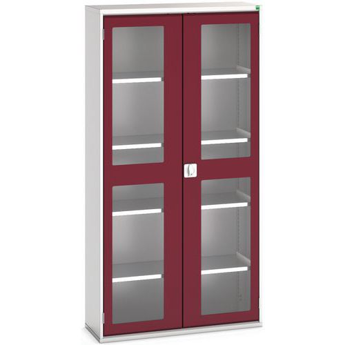 Hoge kast Verso 1050x350x2000mm met raamdeur en 4 legborden - BOTT