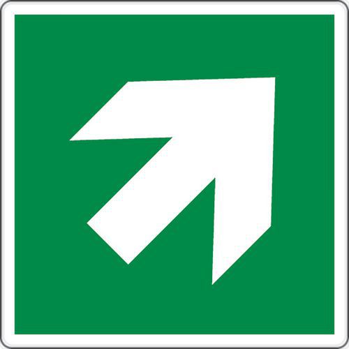 Evacuatiebord - Richtingspijl hoog hoek rechts - Zelfklevend Evacuatiebord - Richtingspijl hoog hoek rechts - Zelfklevend