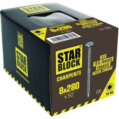 Houtconstructie schroef verzonken kop met inkepingen Torx - Starblock